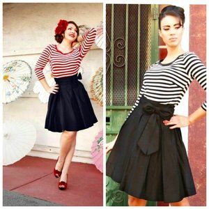 PINUP COUTURE USA Black A-Line Bow Retro Skirt